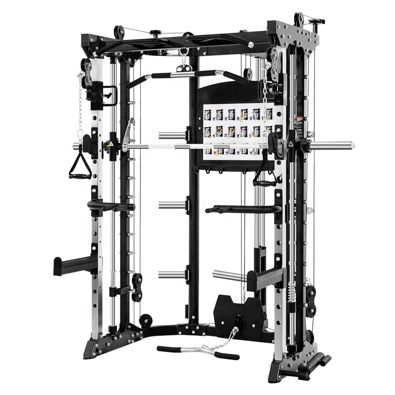 LongGlory Commercial Integrated Gym Trainer Power Rack Functional Barbell Weightlifting Half Cage Smith Machine