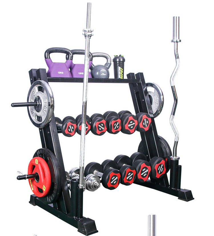 Home Gym Multi Dumbbell Rack Storage Weight Plate Storage Barbell Holder 3 Tier Dumbbell Steel Rack