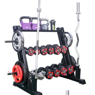 Home Gym Multi Dumbbell Rack Storage Weight Plate Storage Barbell Holder 3 Tier Dumbbell Steel Rack