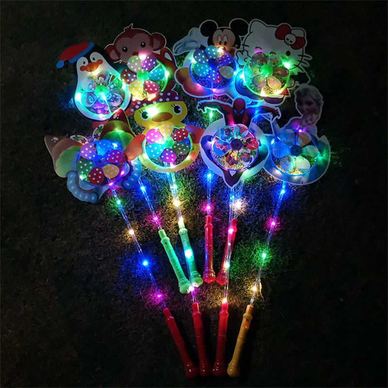 10 lights 2 sections handle glowing cartoon six-leaf windmill classic traditional toys outdoor park children's toys