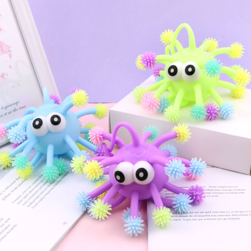 New toys LED puffer ball big eye cute octopus toy splat toy light up puffer balls on a string