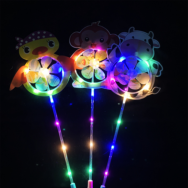 10 lights 2 sections handle glowing cartoon six-leaf windmill classic traditional toys outdoor park children's toys