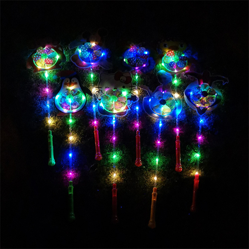 10 lights 2 sections handle glowing cartoon six-leaf windmill classic traditional toys outdoor park children's toys