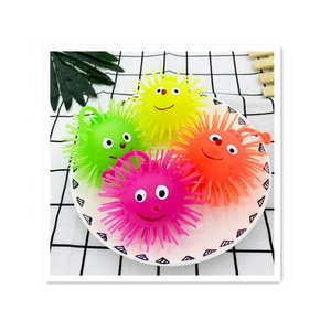 smiling face TPR Fluffy Light LED Ball Animal Nose  Squishy Face Flashing Puffer Balls for kids