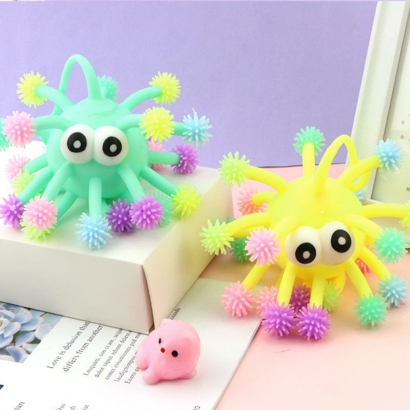 New toys LED puffer ball big eye cute octopus toy splat toy light up puffer balls on a string