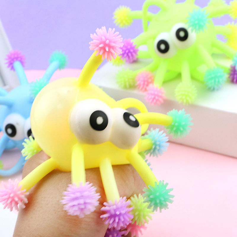 New toys LED puffer ball big eye cute octopus toy splat toy light up puffer balls on a string