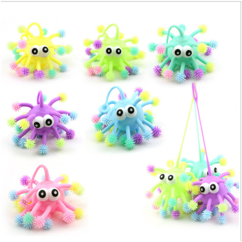 New toys LED puffer ball big eye cute octopus toy splat toy light up puffer balls on a string