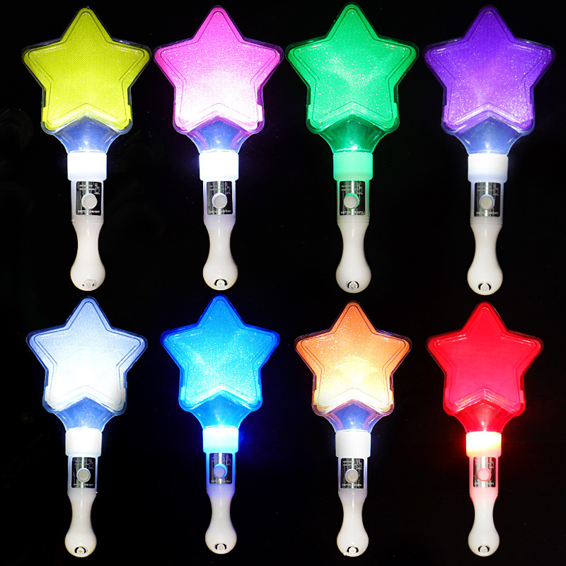 Factory direct sales Star glitter stick heart cheering stick glowing party decoration stick custom LOGO light up toy