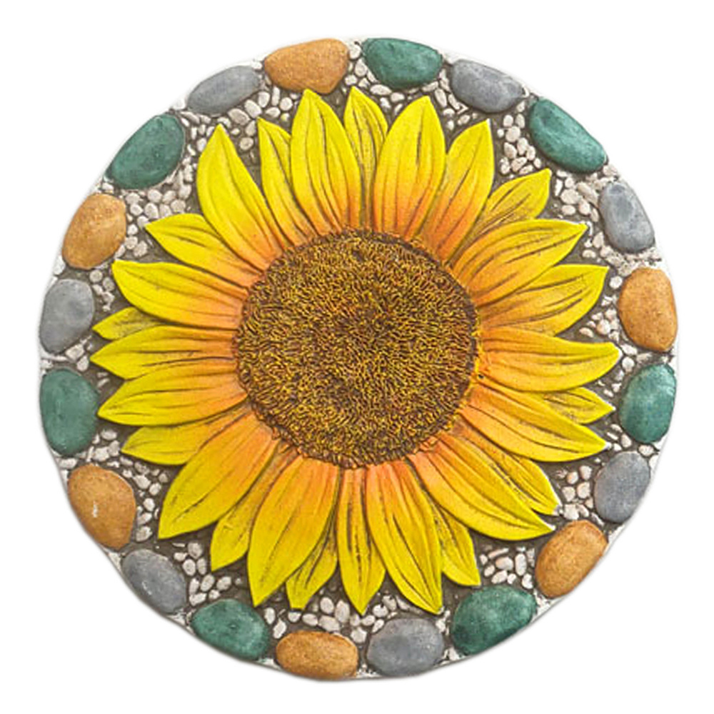 Love My Garden Cement Sunflowers Stepping Stone Multi-Color Accents