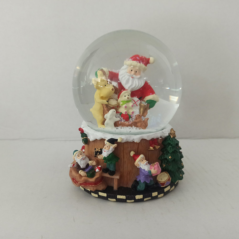 Musical Jingle Bells Snow Globe Ball Christmas and Reindeer Glitter for Christmas Ornament