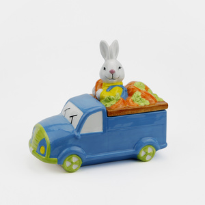 Ceramic Easter Bunny & Truck Cookie Jar