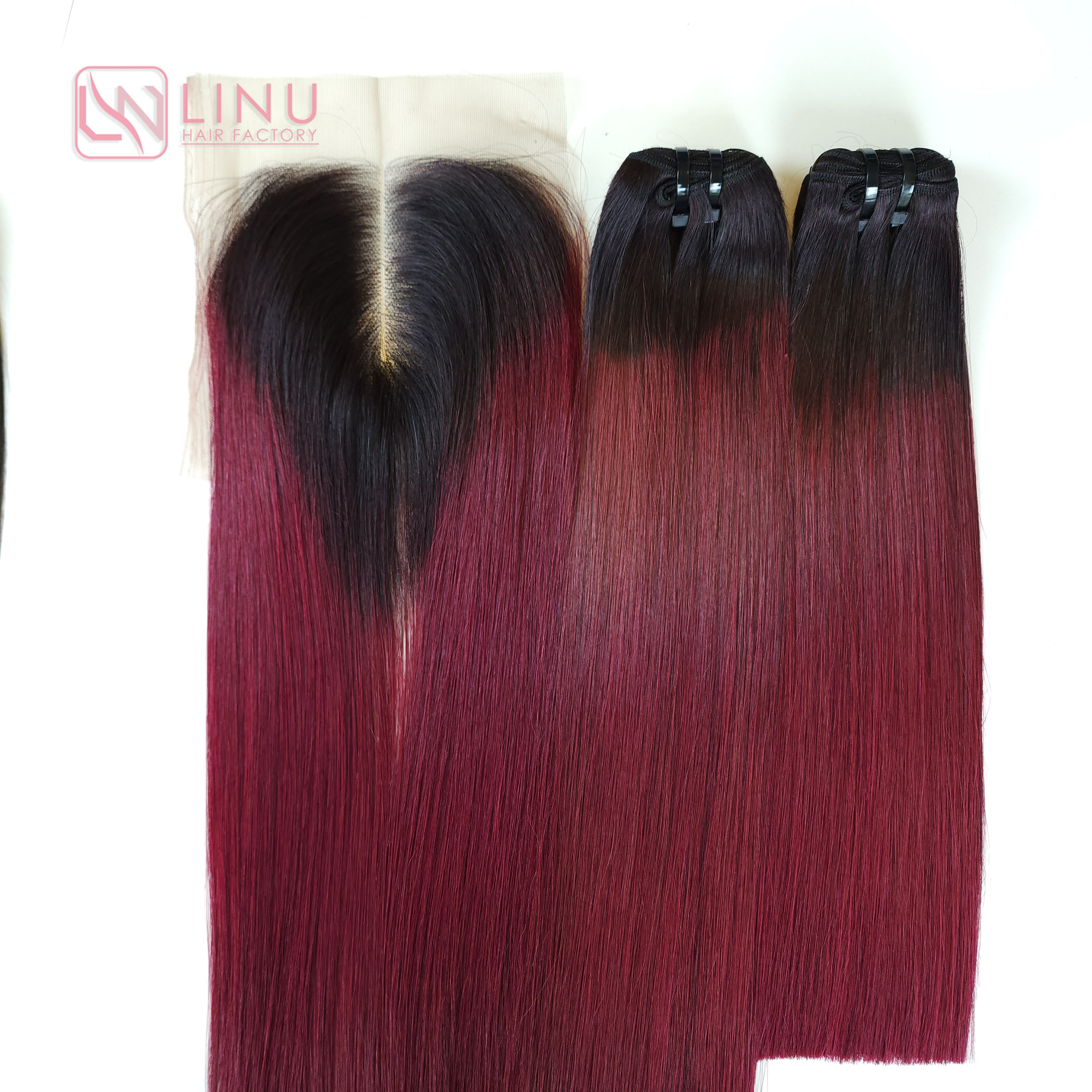 New Brand Closure lace straight colored hair wholesale price 100% Natural Human hair Remy Hair Top Selling