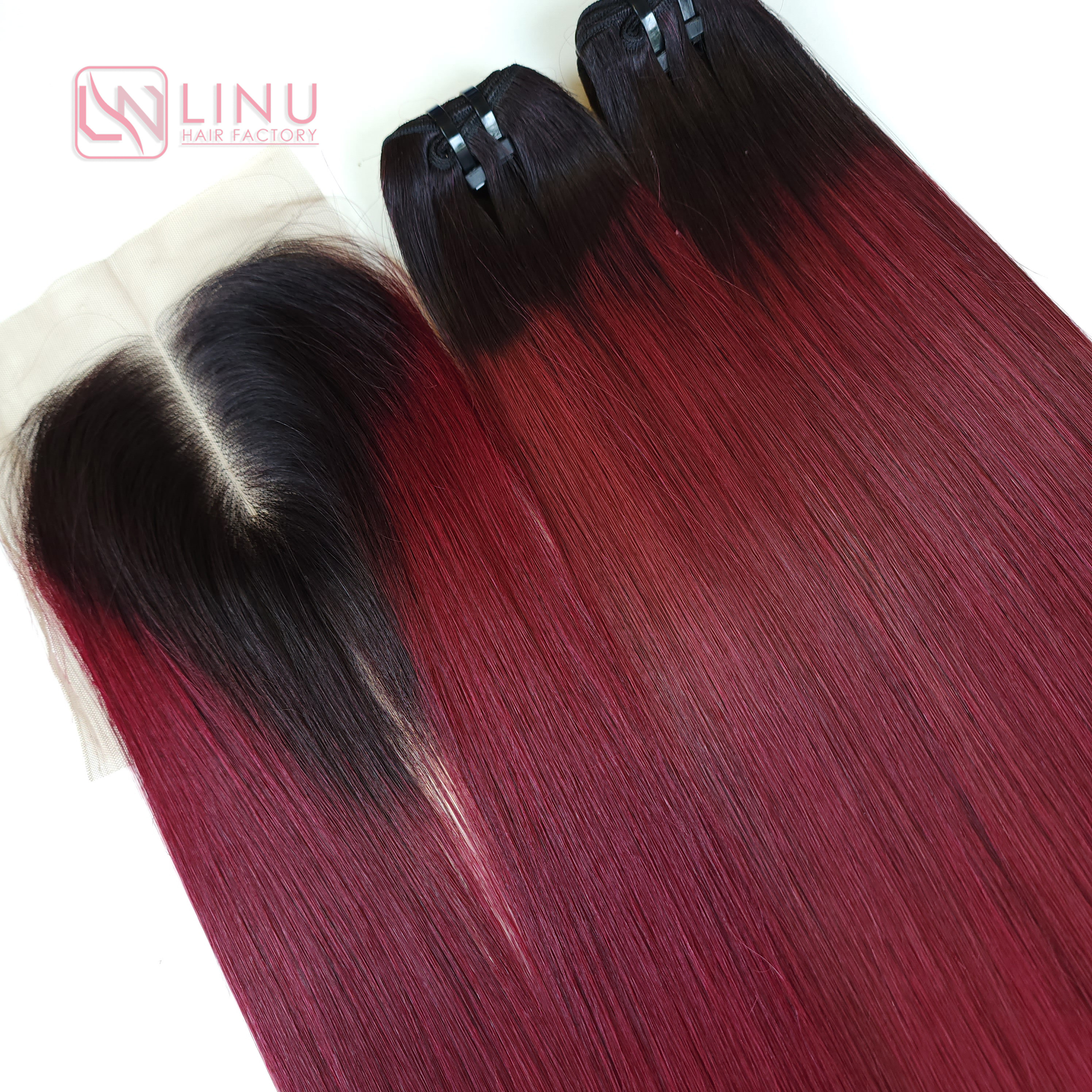 New Brand Closure lace straight colored hair wholesale price 100% Natural Human hair Remy Hair Top Selling