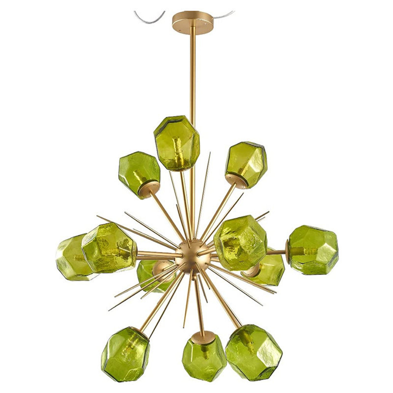 Green Chandelier Luster Light Fixture Modern 32in Foyer Chandelier Crystal Pendant Ceiling Light for Entryway Living Room Hall