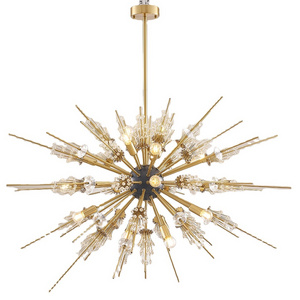 Longree Sputnik Chandelier 17-Lights Gold Starburst Crystal Chandelier Light Fixture for Living Room Bedroom Entryway Foyer