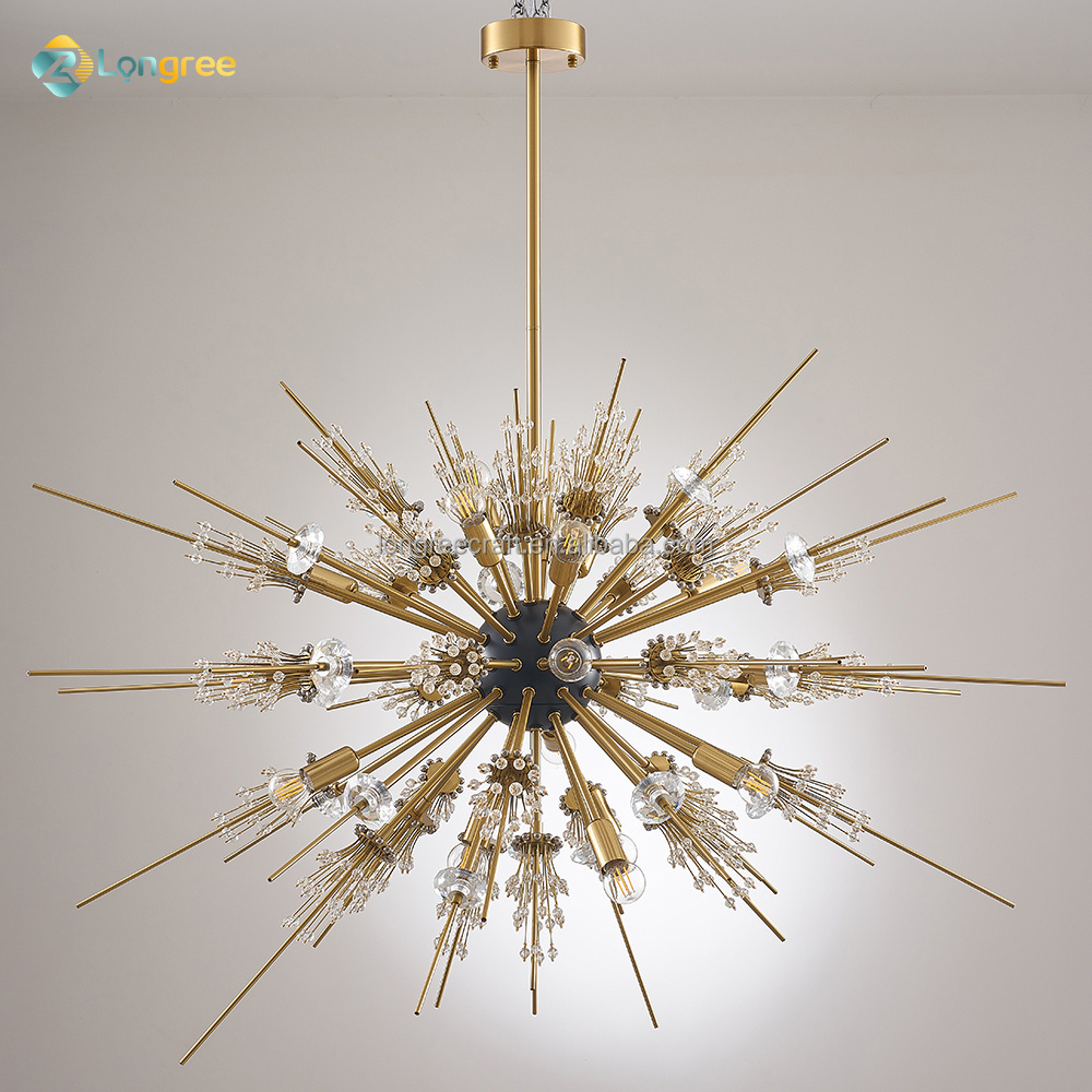 Longree Sputnik Chandelier 17-Lights Gold Starburst Crystal Chandelier Light Fixture for Living Room Bedroom Entryway Foyer