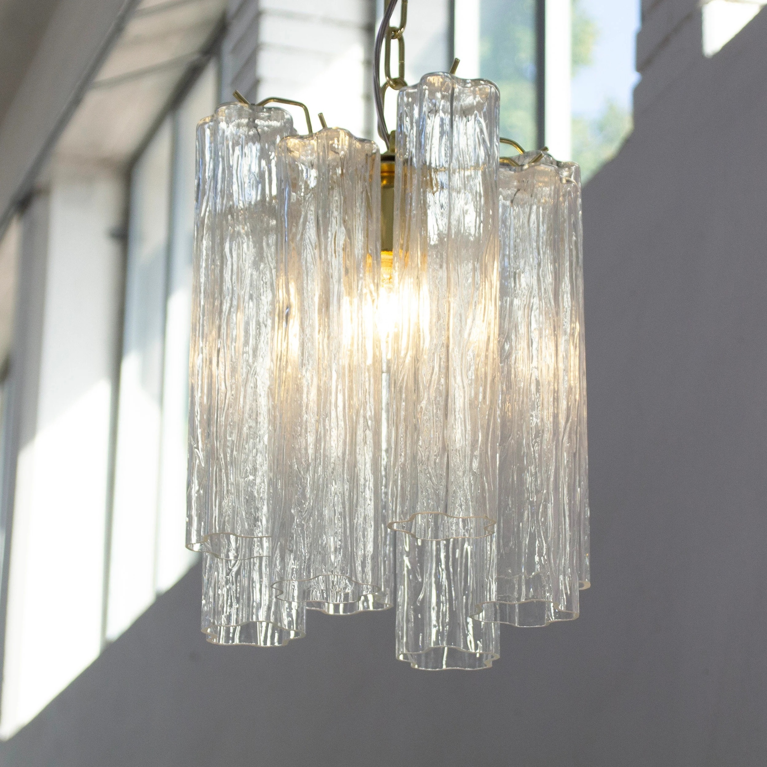 Nordic Flower Pendant Light Vintage Designer Crystal Murano Glass Ceiling Chandelier Lighting Fixture for Dining Room Restaurant