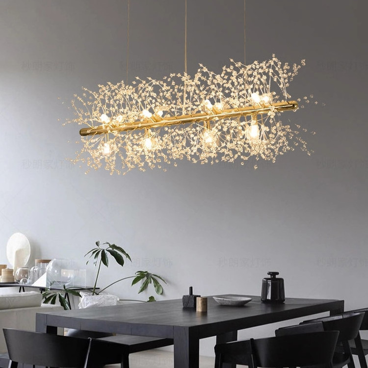 Wholesale Rectangle Snowflake Chandelier Lamp Chrome Gold Round Crystal Chandelier Pendant Light for Dining Room