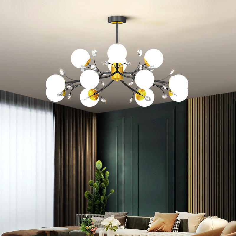 Modern LED Hanging Chandelier for Living Room Hall Glass Ball Ceiling Lamp Indoor Lighting Fixture Kitchen Chandeliers