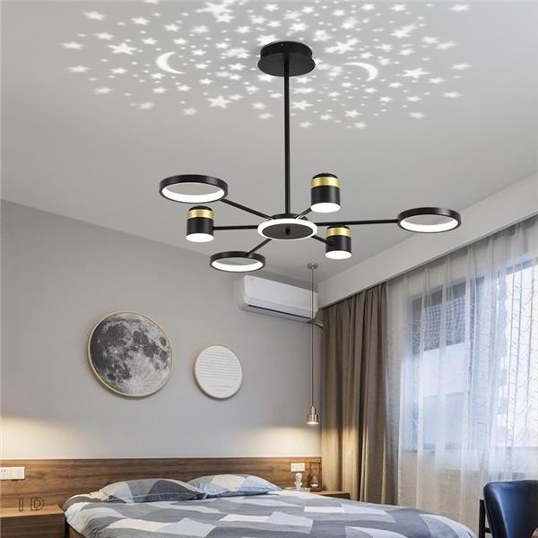 2022 LED Chandelier Lamp Modern Lustre For Home Living Room Pendant Light Star Moon Projection Indoor Lighting Fixture