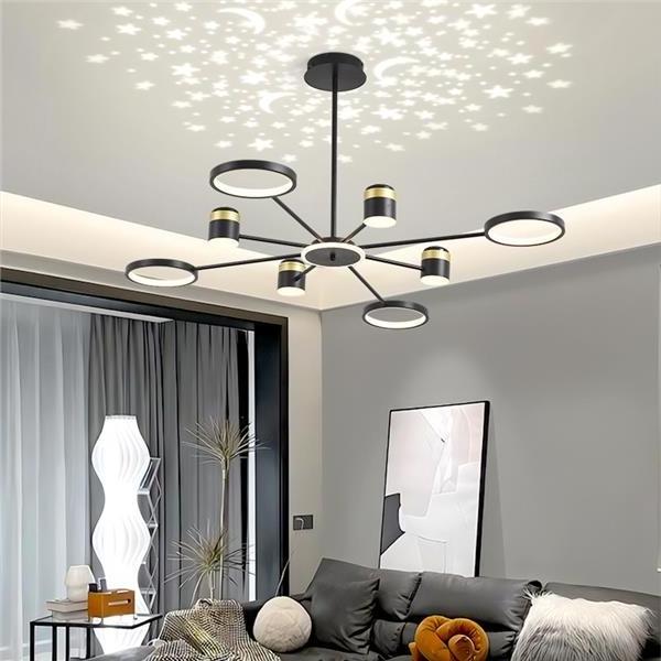 2022 LED Chandelier Lamp Modern Lustre For Home Living Room Pendant Light Star Moon Projection Indoor Lighting Fixture