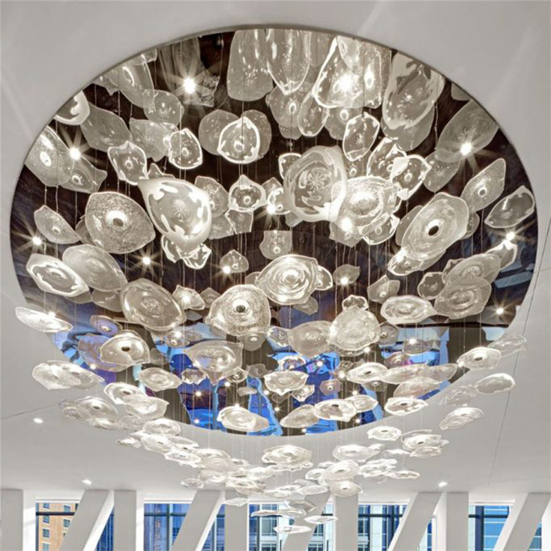 Custom Glass Long Chandelier Lighting Fixture For Hotel Lobby Banquet Stairway Chandelier