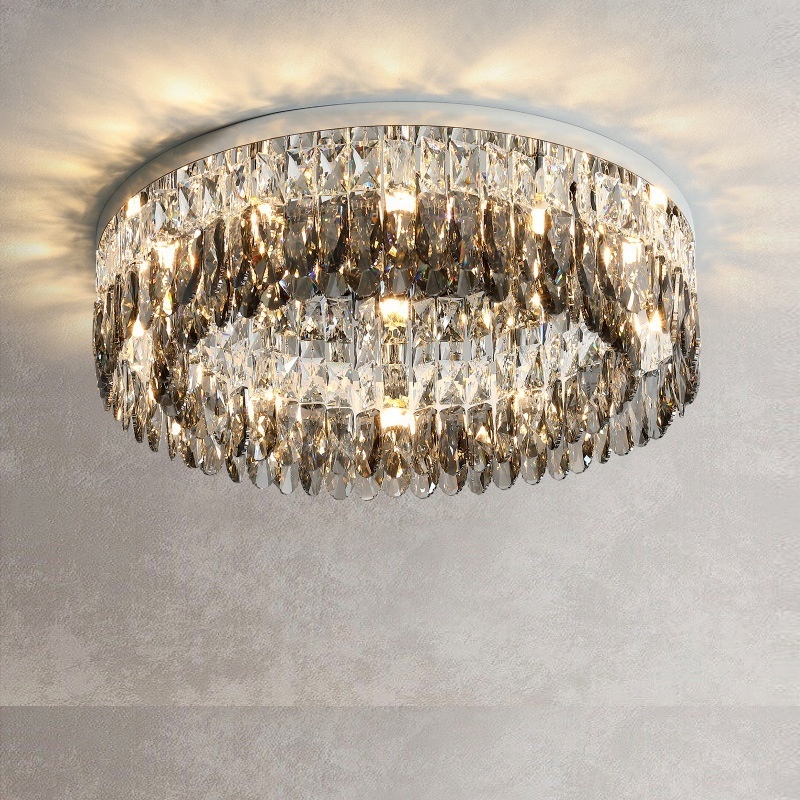 European LED Lamp Crystal Ceiling Mounted Light Luxury Chandelier Ceiling Lighting Indoor Home Bedroom Decoration