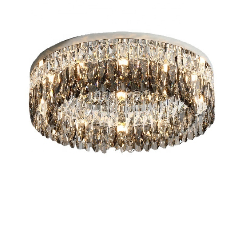 European LED Lamp Crystal Ceiling Mounted Light Luxury Chandelier Ceiling Lighting Indoor Home Bedroom Decoration