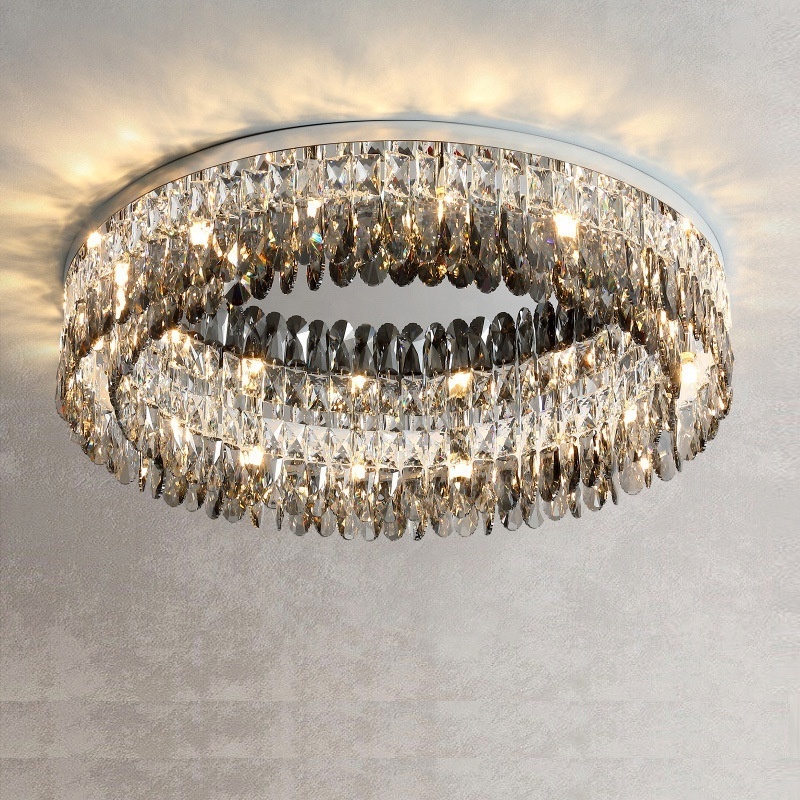 European LED Lamp Crystal Ceiling Mounted Light Luxury Chandelier Ceiling Lighting Indoor Home Bedroom Decoration