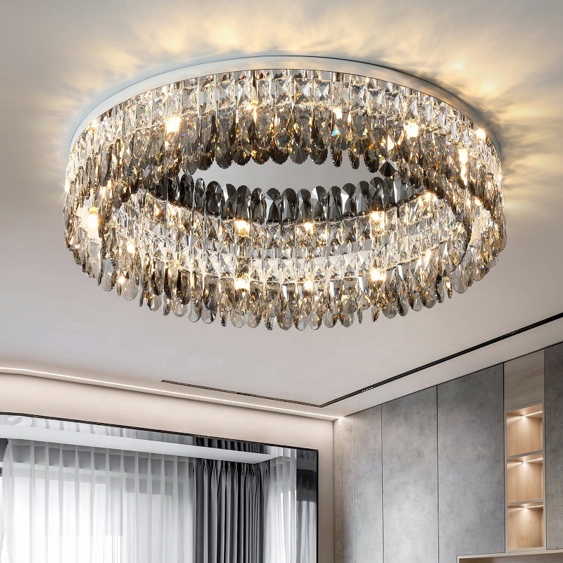 European LED Lamp Crystal Ceiling Mounted Light Luxury Chandelier Ceiling Lighting Indoor Home Bedroom Decoration