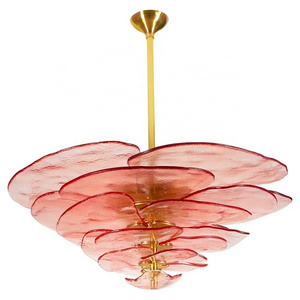 Modern Romantic Ceiling Haing Lamp Blossom Glass PInk Flower Chandelier Pendant Lighting for Girls Room Bedroom Living Room