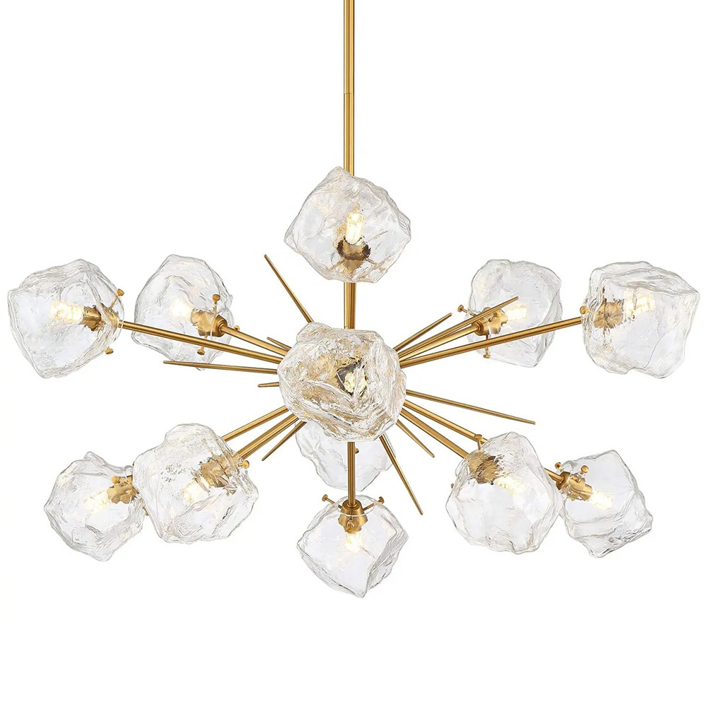 Modern Milk White Golden Sputnik Chandelier Mid Century Brushed Brass Chandelier Flush Mount Ceiling Chandelier Pendant Light