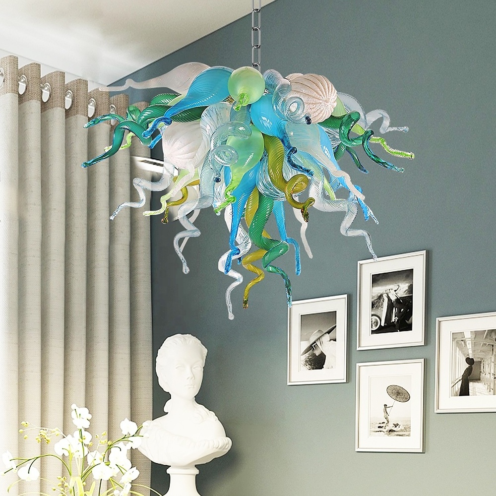 Luxury Chandeliers Modern Hand Blown Glass Ceiling Light Hanging Pendant Light Fixture for Bedroom Living Room Dining Room