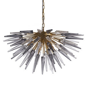 Longree Modern Crystal Chandelier 24inches Grey Gold Light Living Room LED Hanging Lamp Hallway Bedroom Dining Decorative