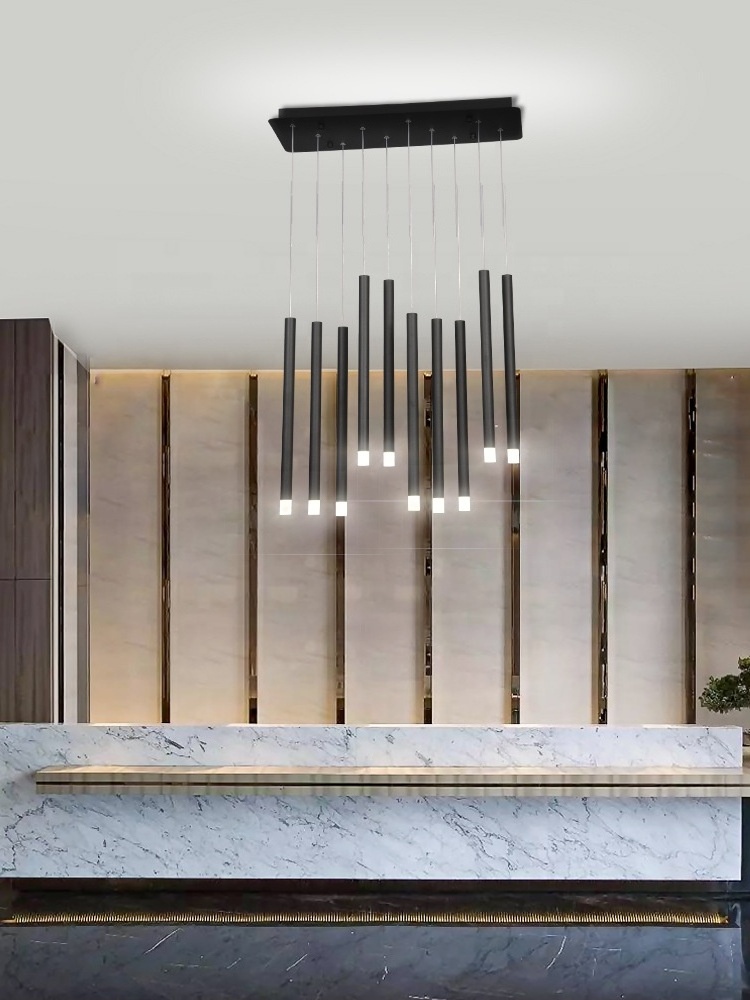 Modern Long Pipe Led Chandelier Pendant Lights High End Aluminum Dining Table Light Fixture Office Kitchen Island Bar Lighting