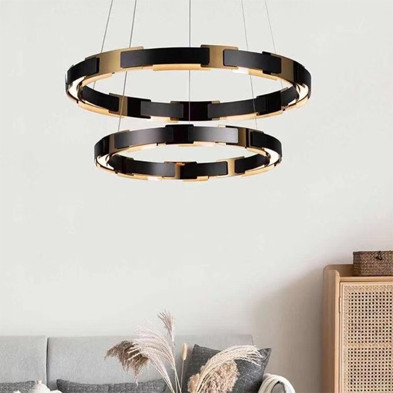 Modern Black Wheel Chandelier for Living Room Round Metal Light Fixtures for Dining Room Entryway Kitchen Island