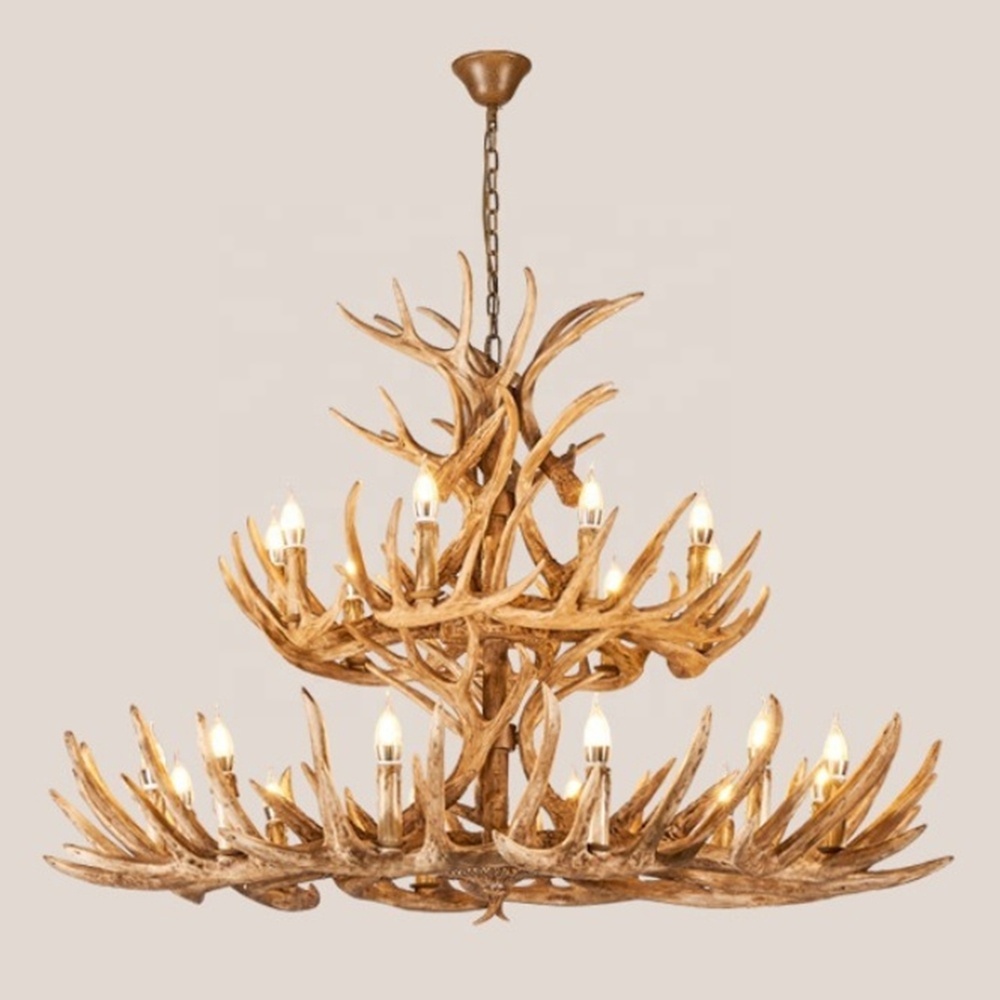 America Style Antler Deer Chandelier for Living Room Loft Large Resin Deer Hanging Lamp Fixture Farmhouse BIg Hanging Light