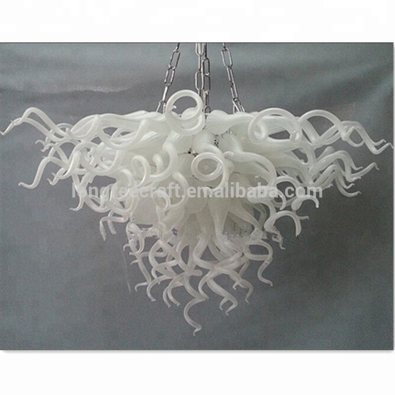 Contemporary Frosted White Color Triangle Chain Chandelier LED Handmade Blown Glass Chandelier and pendant lights