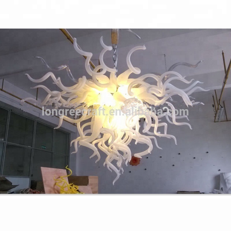 Contemporary Frosted White Color Triangle Chain Chandelier LED Handmade Blown Glass Chandelier and pendant lights