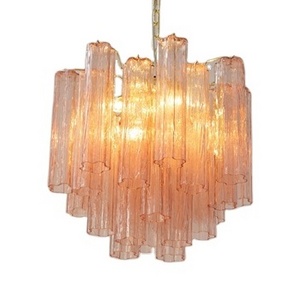 Vintage Italian Design Murano glass Chandelier Venetian-style Hanging Lamp Pink Flower Lighting Fixture for Dining Room