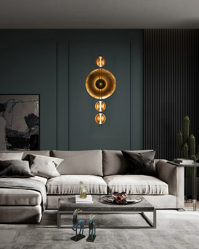 New Style 12W Round LED Wall Lamp Living Room Bedside Stairs Aisle Wall Sconce Gold Art Design Hotel Corner Wall Light