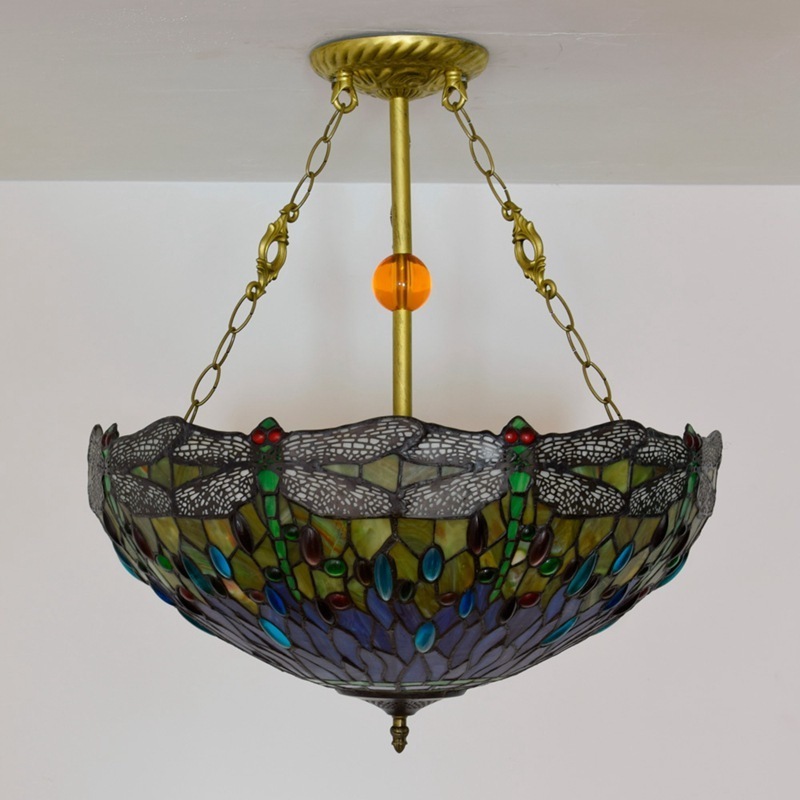 New popular glass mosaic ceiling lamp with vintage pattern glass lamp shade