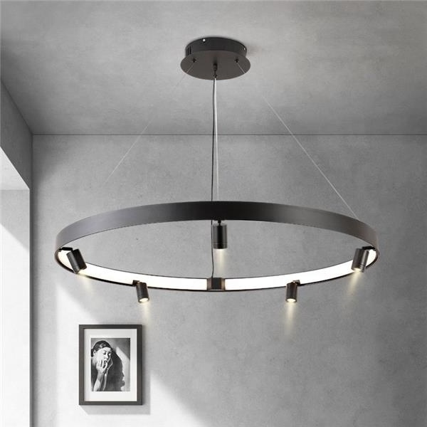 Modern Ring Chandelier Matte Black 3Lights for Living Room Bedroom Kitchen Restaurant Hotel LED Chandeliers