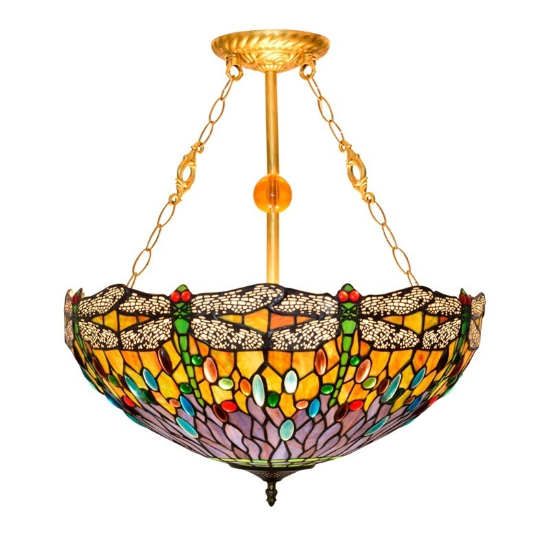 New popular glass mosaic ceiling lamp with vintage pattern glass lamp shade