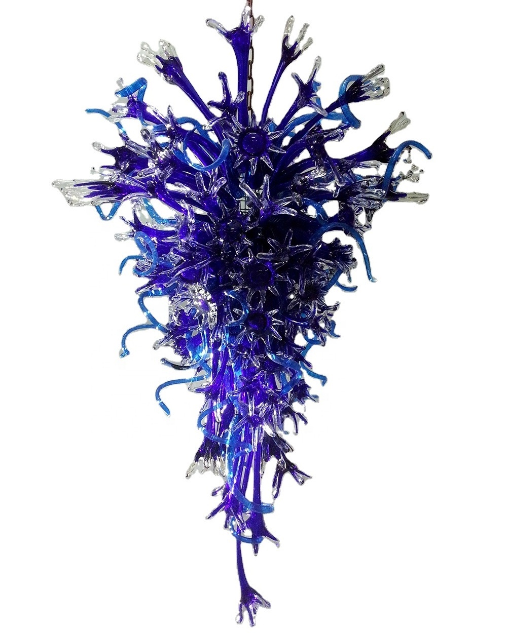 Luxury Blue Chihuly Style Murano Glass Chandelier Large Lighting Fixtures for Staircase Hotel Villa Lobby Home LIght