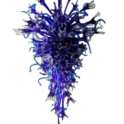 Luxury Blue Chihuly Style Murano Glass Chandelier Large Lighting Fixtures for Staircase Hotel Villa Lobby Home LIght