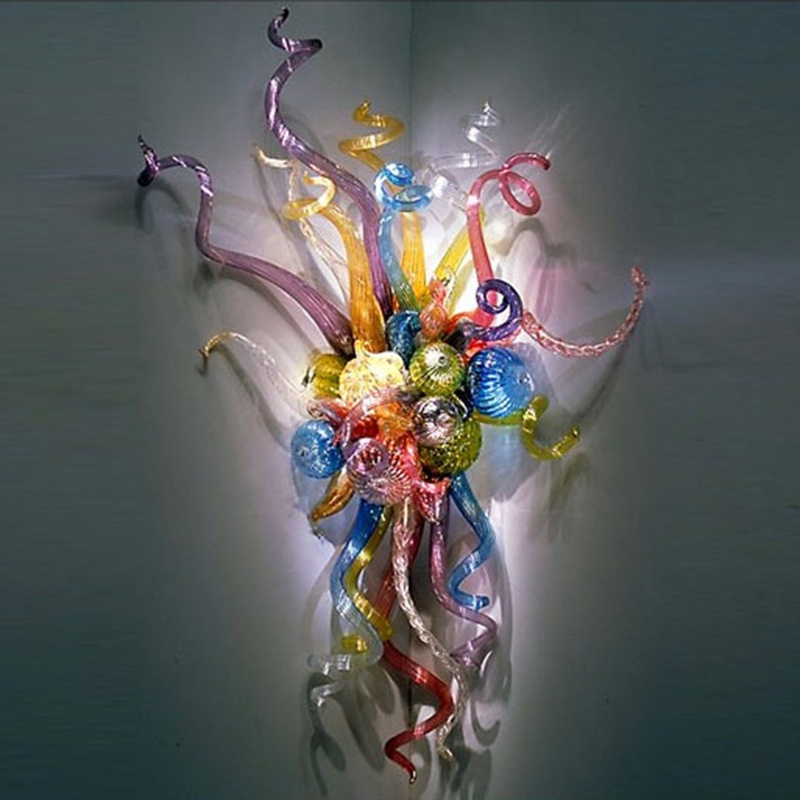 Unique Design Multicolor Murano Glass Flower LED Wall Sconce