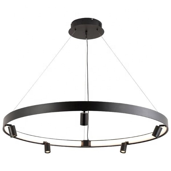 Modern Ring Chandelier Matte Black 3Lights for Living Room Bedroom Kitchen Restaurant Hotel LED Chandeliers