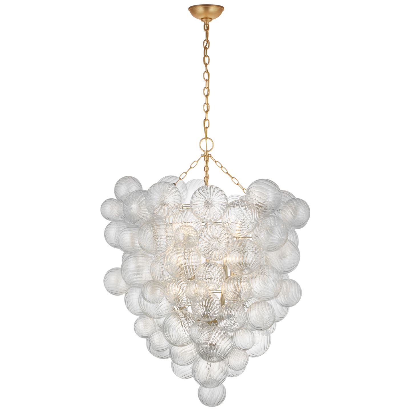 Longree Clear Ball Indoor Lamp Swirled Texture Glass Bubble Chandeliers LED Big Chandelier Lighting Home Staircase Hallway Entry