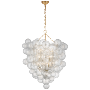 Longree Clear Ball Indoor Lamp Swirled Texture Glass Bubble Chandeliers LED Big Chandelier Lighting Home Staircase Hallway Entry